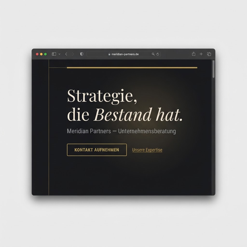 Unternehmensberatung Website mit dunklem Editorial Design